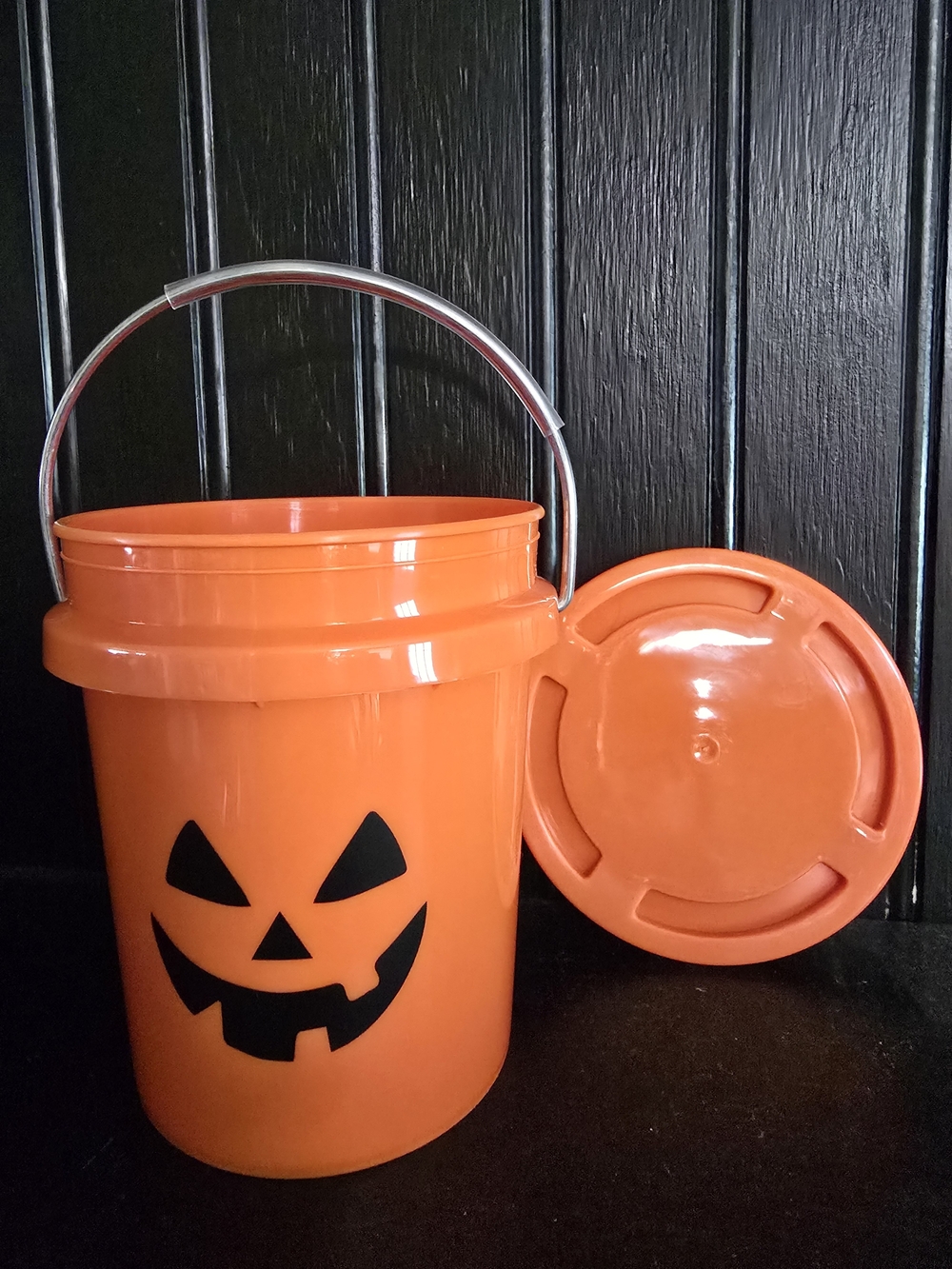 Orange Halloween Jack-O'-Lantern MINI Bucket with Lid